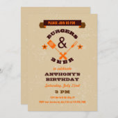 Burger und Bier-Geburtstags-Einladung Einladung (Vorne/Hinten)