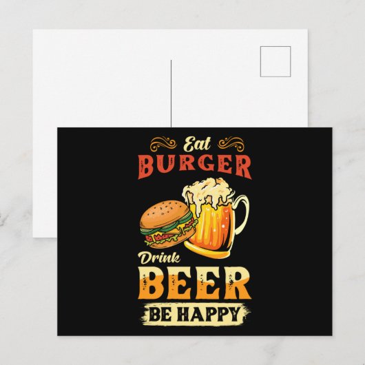 Burger und Bier Postkarte (Vorne/Hinten)