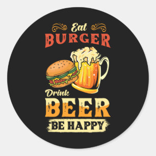 Burger und Bier Runder Aufkleber