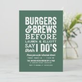 Burger und Brötchen bevor ich's grüne Vorhochzeit Einladung (Stehend Vorderseite)