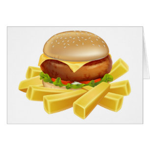 Burger und Chips oder Pommes-Frites