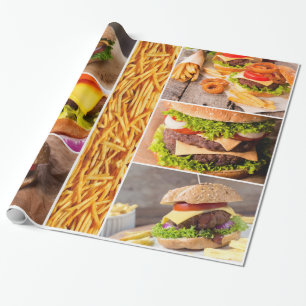 Burger und Fischrogen-Schnellimbiss-Collage Geschenkpapier