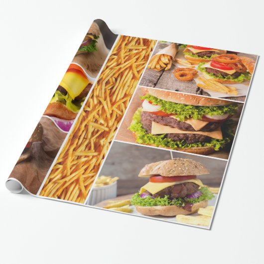 Burger und Fischrogen-Schnellimbiss-Collage Geschenkpapier (Ungerollt)