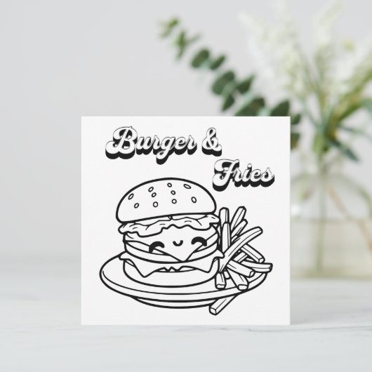 Burger und Fries | Farbe (Stehend Vorderseite)