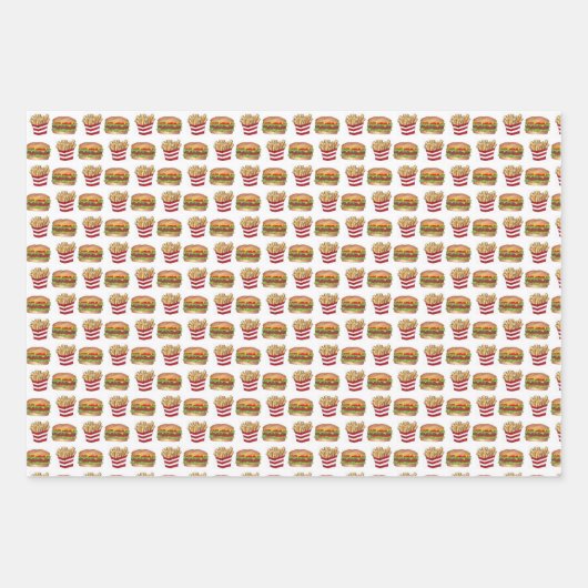 Burger und Fries Fast Food Cheeseburger Französisc Geschenkpapier Set (Vorderseite)