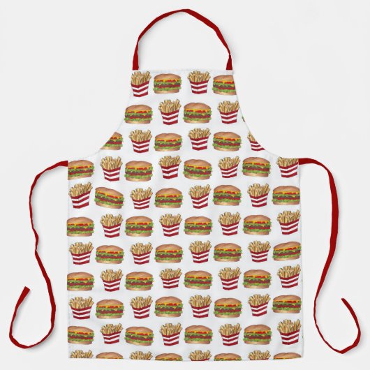 Burger und Fries Fast Food Cheeseburger Französisc Schürze (Vorderseite)