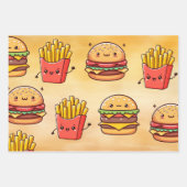 Burger und Fries Fun Kawaii Geschenkpapier Set (Vorderseite 3)