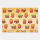 Burger und Fries Fun Kawaii Geschenkpapier Set (Vorderseite)
