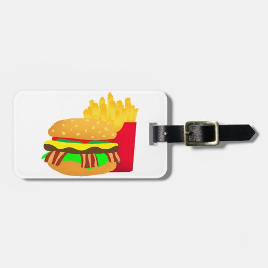 Burger und Fries Gepäckanhänger (Vorderseite horizontal)