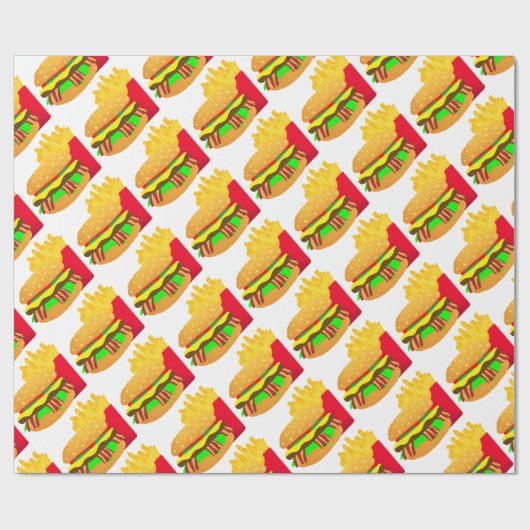 Burger und Fries Geschenkpapier (Flach)
