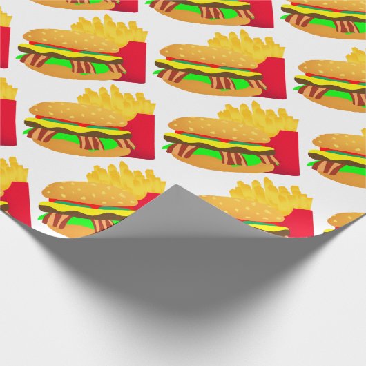 Burger und Fries Geschenkpapier (Ecke)