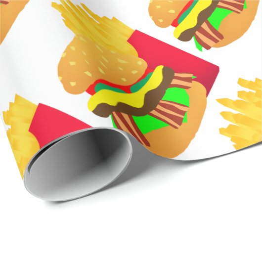 Burger und Fries Geschenkpapier (Rolleneckpunkt)