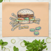 BURGER UND FRIES KÜCHE TOWEL HANDTUCH (Gefaltet)