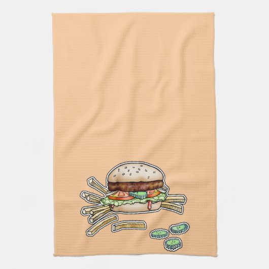 BURGER UND FRIES KÜCHE TOWEL HANDTUCH (Vertikal)