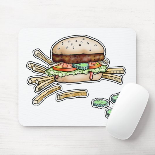 BURGER UND FRIES MOUSEPAD (Mit Mouse)
