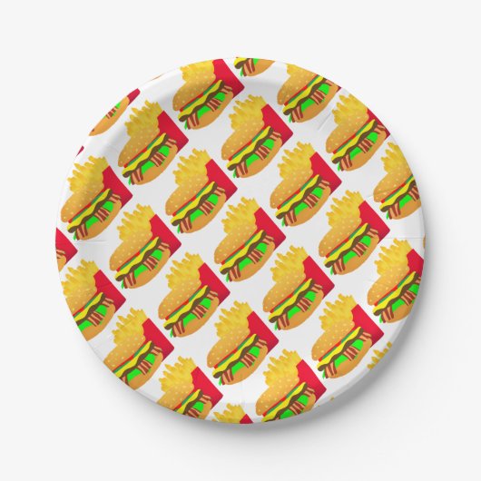Burger und Fries Pappteller (Vorderseite)