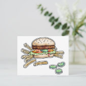 BURGER UND FRIES POSTCARD POSTKARTE (Stehend Vorderseite)