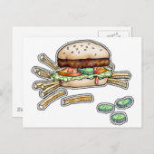 BURGER UND FRIES POSTCARD POSTKARTE (Vorne/Hinten)
