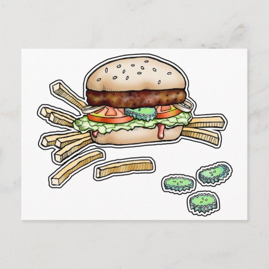 BURGER UND FRIES POSTCARD POSTKARTE (Vorderseite)