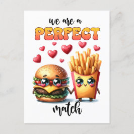 Burger und Fries Punny Valentine Postkarte