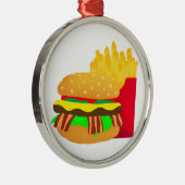Burger und Fries Silbernes Ornament (Rechts)