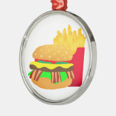 Burger und Fries Silbernes Ornament (Links)