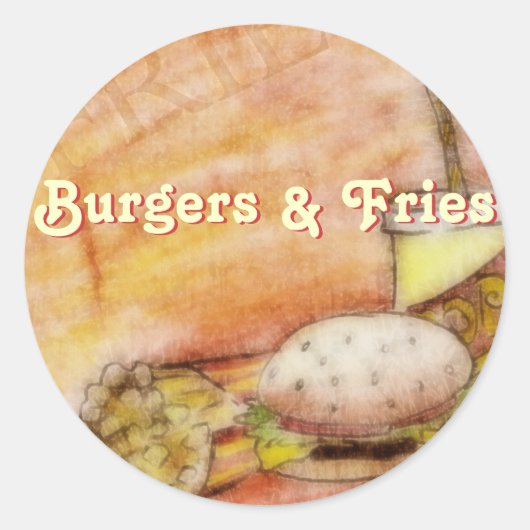Burger- und Friesenaufkleber Runder Aufkleber (Vorderseite)