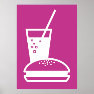 Burger und Limonade, rosa Geschmacksexplosion Poster