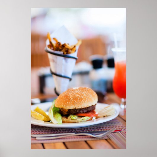Burger und Pommes frites Poster (Vorne)