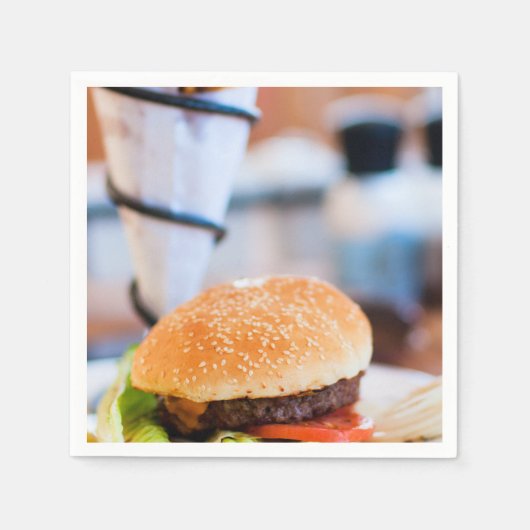 Burger und Pommes frites Serviette (Vorderseite)