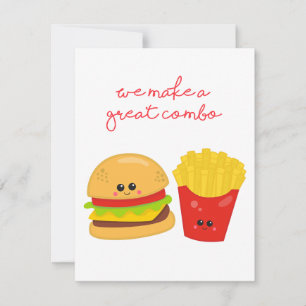 Burger und Pommes Valentinstagskarte Feiertagskarte
