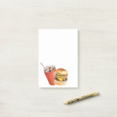 Burger und post-it klebezettel (Auf Schreibtisch)