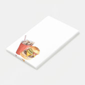 Burger und post-it klebezettel (angewinkelt)