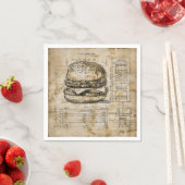 Burger Vintag Blueprint Serviette (Beispiel)