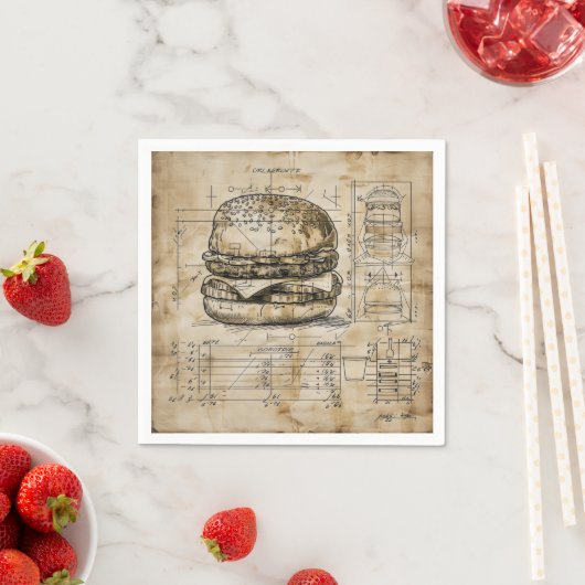 Burger Vintag Blueprint Serviette (Beispiel)