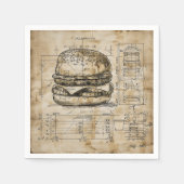 Burger Vintag Blueprint Serviette (Vorderseite)