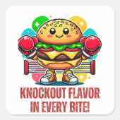 Burgerkostüm mit lustigen Boxhandschuhen kosten sc Quadratischer Aufkleber (Vorderseite)