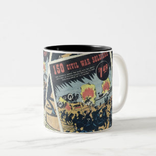 Bürgerkriegssoldaten - Vintage-Comic-Anzeige Zweifarbige Tasse