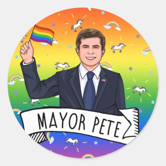 Bürgermeister Pete Pride Runder Aufkleber (Vorderseite)