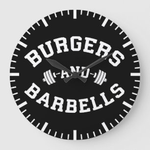 Burgers and Barbells - Die Motivation für die Aufh Große Wanduhr