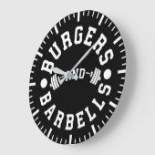 Burgers and Barbells - Funny Workout Motivierend Große Wanduhr (Winkel)