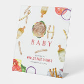 Burgers and Bottles Oh Baby Dusche Willkommen Sockelschild (Vorderseite)