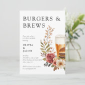 Burgers and Brews Couples Einladung (Stehend Vorderseite)
