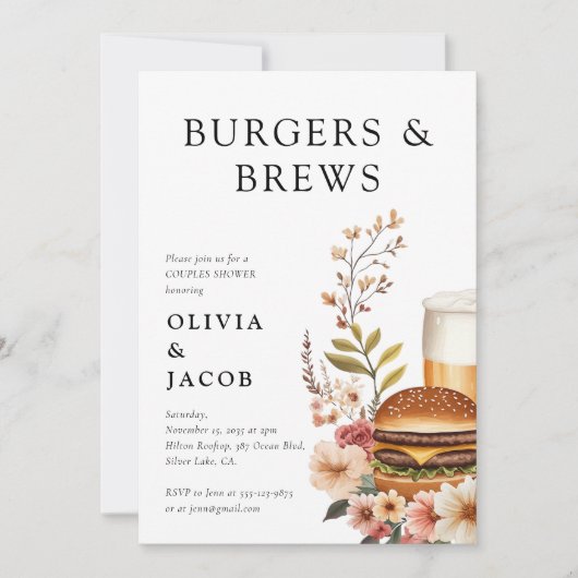 Burgers and Brews Couples Einladung (Vorderseite)