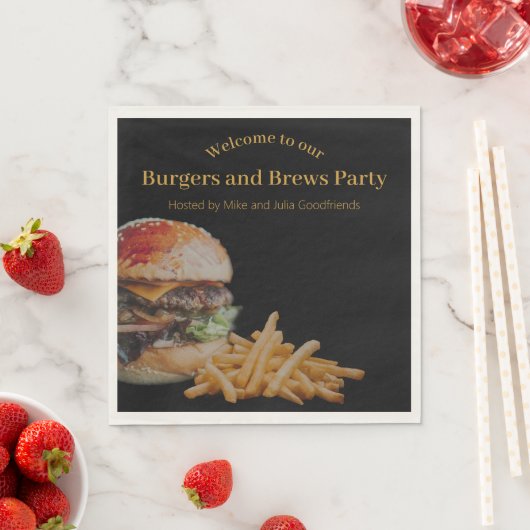 Burgers and Brews Party Serviette (Beispiel)