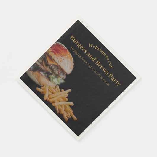 Burgers and Brews Party Serviette (Ecke)