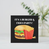 Burgers and Fries Party niedlich Einladung (Stehend Vorderseite)