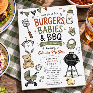 Burgers, Babies & BBQ Baby Shower-Einladung Einladung