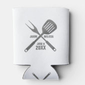 Burgers, Beer und Babies GRILLEN Baby Shower Dosenkühler (Rückseite)