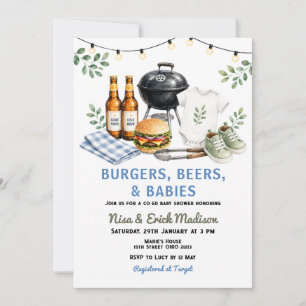 Burgers, Beers & Babies Co-Ed-Baby-Party Einladung